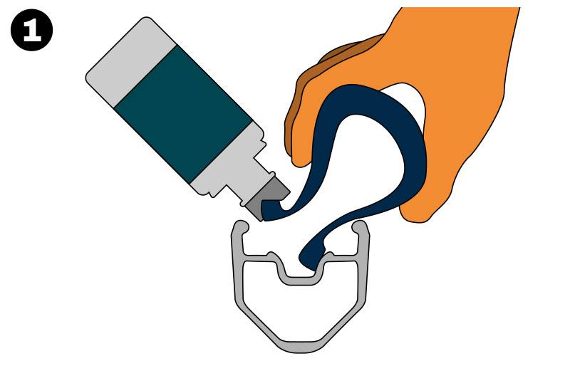 Apply mounting fluid to both tire beads before inflating.